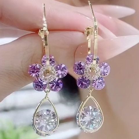 💖 Fashion Flower Crystal Earrings