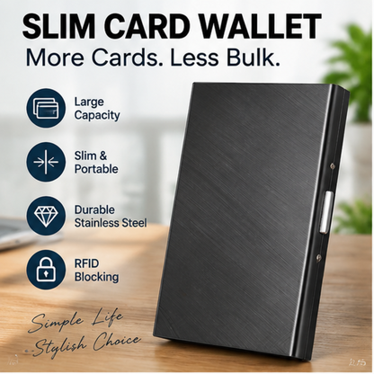 🔥Limited-Time Discount!!🛡️RFID-Blocking Stainless Steel Card Holder - Ultra-Slim Large-Capacity Metal Wallet, Portable Safe ID Protector for Men, Holds Cash, ID & Various Cards (Ideal for Business Travel)💳