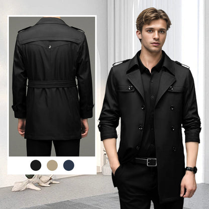🥰Seasonal Promotions--Men's Double Breasted Windbreaker Jacket