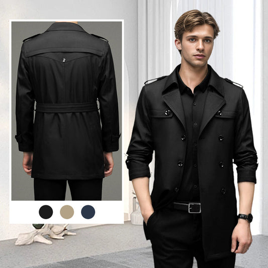 🥰Seasonal Promotions--Men's Double Breasted Windbreaker Jacket