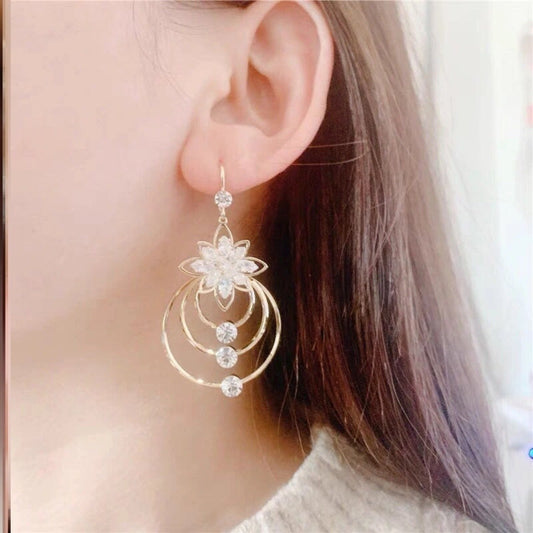 🎁Geometric Multi-Layered Round Flower Earrings