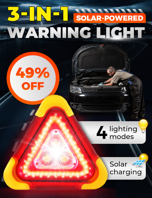 🔥 Hot Sale 50% OFF 🔥3-IN-1 Solar Emergency Triangle Warning Light at the Roadside