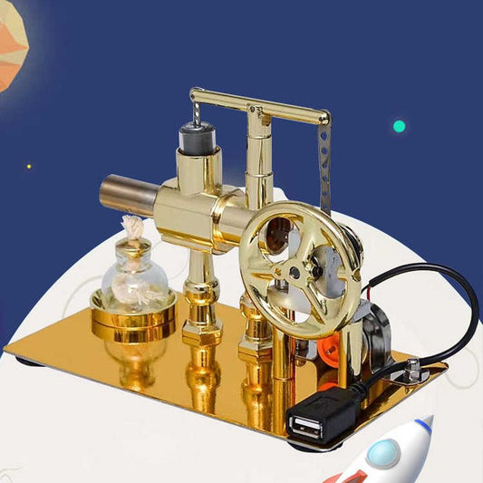 Hot Air Stirling Engine with USB Light Balance Single Cylinder Hot Air Engine Physics Engine Children Adult Toy