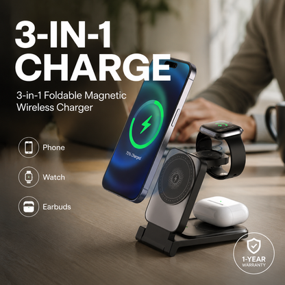 3-in-1 Foldable Magnetic Wireless Charger