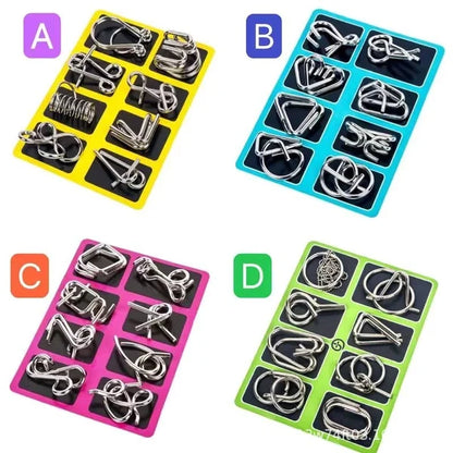 🧩 50% OFF FINAL DAY! 🔵 Metal Puzzle Ring (8-Piece Blue Version) - Challenging Brain Teaser for Logic Training & Stress Relief 🧠✨