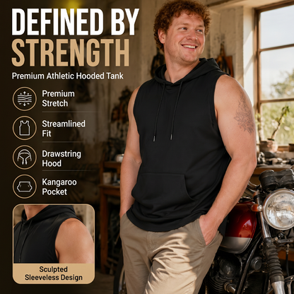 🔥 Sleeveless Hooded Sports Top💧 Moisture-wicking · Quick-drying and friction-resistant🧢 Hooded for sun protection and wind resistance · 🏋️ Perfect for weightlifting, running, or casual wear