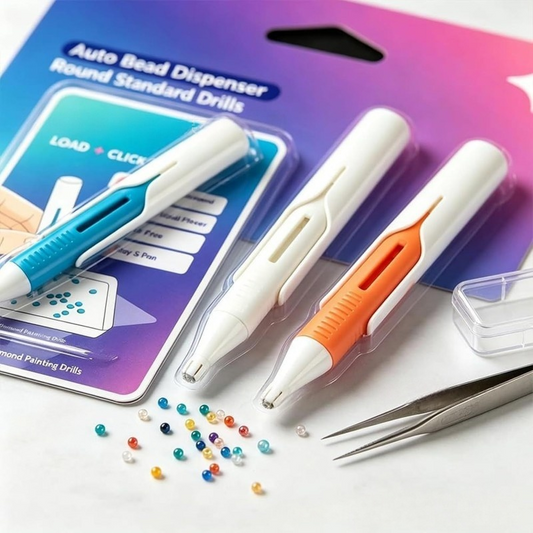 🔥 Last Day 50% OFF – 💎 Automatic Crystal Art Bead Dispenser Pen & Tray Set