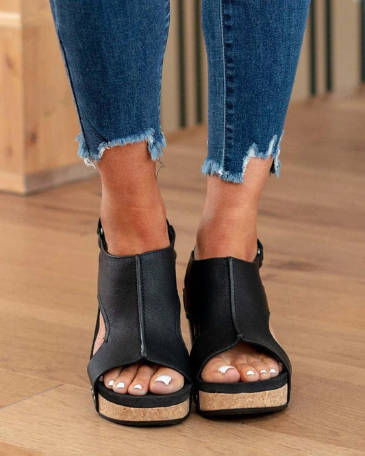 🔥Save 50% off🔥Women's Leather Platform Wedge Orthopedic Sandals