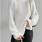 Cotton Turtleneck Raglan Sleeve Split Hem Sweater