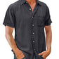 8-Pack Men's vintage cotton linen pocket short-sleeved shirt