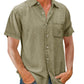 8-Pack Men's vintage cotton linen pocket short-sleeved shirt