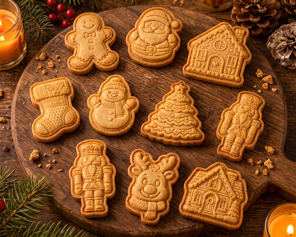 After — embossed Christmas pie with festive details
