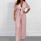 Women’s Solid Cut Out V-Neck Pleated Jumpsuit💛💛
