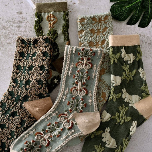 🔥Hot Sale 50% OFF🔥Women's Floral Cotton Socks (10 Pairs/1 Set)