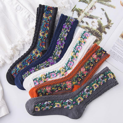 🔥Hot Sale 50% OFF🔥Vintage Embroidered Floral Socks