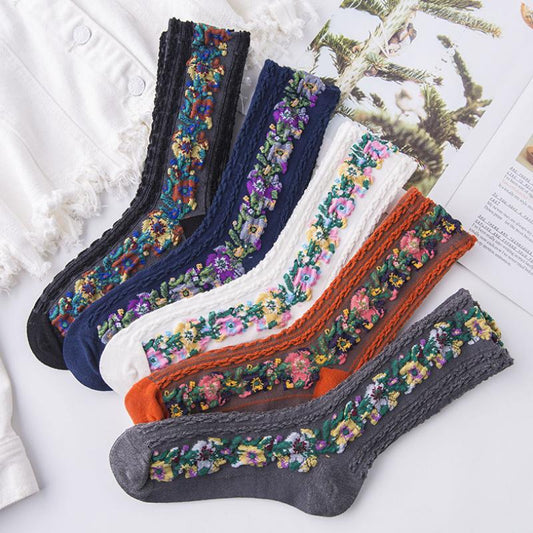 🔥Hot Sale 50% OFF🔥Vintage Embroidered Floral Socks