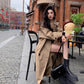 Women's Lapel Double Breasted Long Trench Coat with Belt