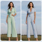Women’s Solid Cut Out V-Neck Pleated Jumpsuit💛💛