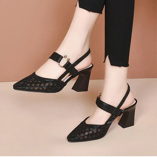 🎁Hot Sale 40% OFF⏳Glittering Rhinestone Block Heel Sandals