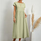 Solid Color Sleeveless Loose Cotton and Linen Pocket Dress