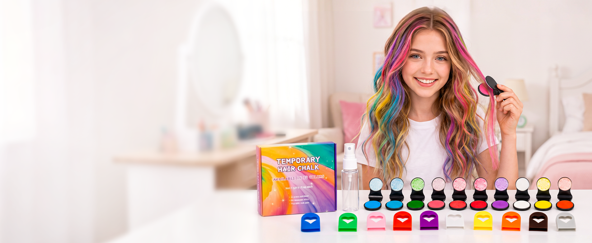 Slendrax 12-Color Hair Chalk Kit