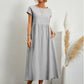 Solid Color Sleeveless Loose Cotton and Linen Pocket Dress