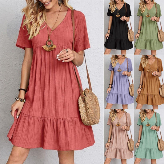 🔥Hot Sale 49% OFF💝Retro V-neck Loose Casual Dress