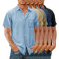 8-Pack Men's vintage cotton linen pocket short-sleeved shirt