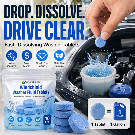 🚗💧 Windshield Washer Fluid Tablets – Concentrated Car Glass Cleaner, 1 Tablet Makes 1 Gallon