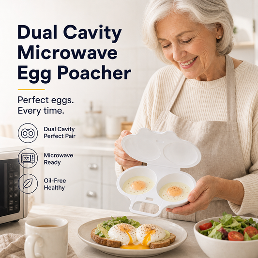 🥳2026 HOT SALE🥳💞50K+ SOLD! 🥗🎁 50% OFF! Microwave Egg Poacher——Dual‑cavity, non‑stick & easy clean. Healthier than frying – stock up & save!
