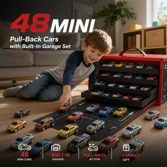 🎁Hot Sale 49% Off🚗48 Mini Pull-Back Cars with Built-In Garage Set