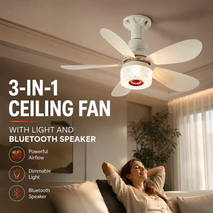 🔥Summer Special🌬️3-in-1 Ceiling Fan with Light and Bluetooth Speaker💡🔊