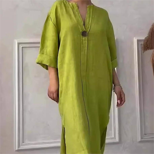 ⏰Limited Sale-50% Off!👗Casual Breathable 3/4 Sleeves V-Neck Dress
