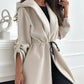 Women’s Trendy Tie Waist Hooded Long Coat