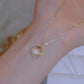 Shining Elegance: Charming Zircon Circle and Scallop Necklace