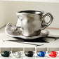 Metal touching face, creative ceramic kiss coffee mug