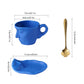 Metal touching face, creative ceramic kiss coffee mug