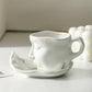 Metal touching face, creative ceramic kiss coffee mug