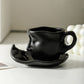 Metal touching face, creative ceramic kiss coffee mug