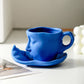 Metal touching face, creative ceramic kiss coffee mug