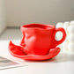 Metal touching face, creative ceramic kiss coffee mug