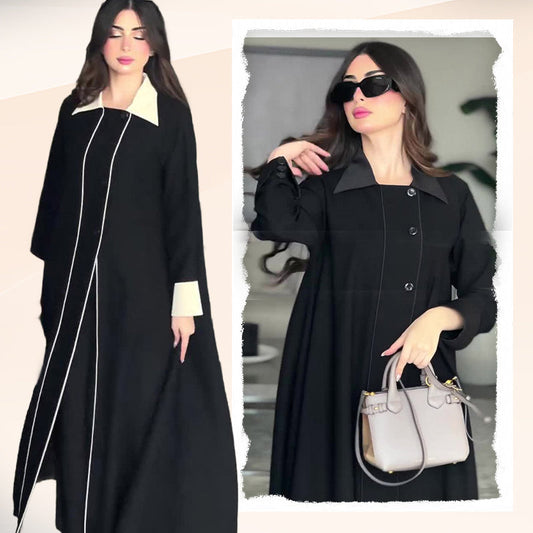 Women's Classic Lapel Solid Color Ankle-Length Dress