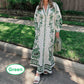 🔥2025 NEW SALES - 50% OFF🔥Printed Long Skirt Lantern Sleeve V-Neck Dress Casual Lace Beach Vacation Long Skirt