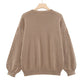 Women's Faux Pearls Round Neck Pullover Sweater