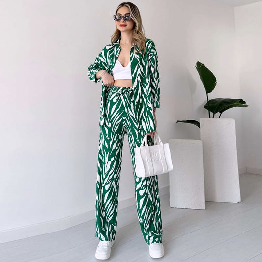 🌸Spring Specials🌸Chic Women's Zebra Print Shirt & Pants Set