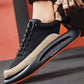 Leather men's casual shoes with thick soles