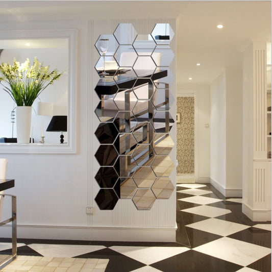 🔥2025 New products🎁Waterproof Acrylic Hexagonal Mirror Wall Stickers