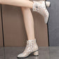 Women's Sparkly Mesh Ankle Boots with Chunky Heel