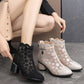 Women's Sparkly Mesh Ankle Boots with Chunky Heel