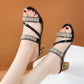 🔥Women's Rhinestone-Embellished Block Heel Sandals
